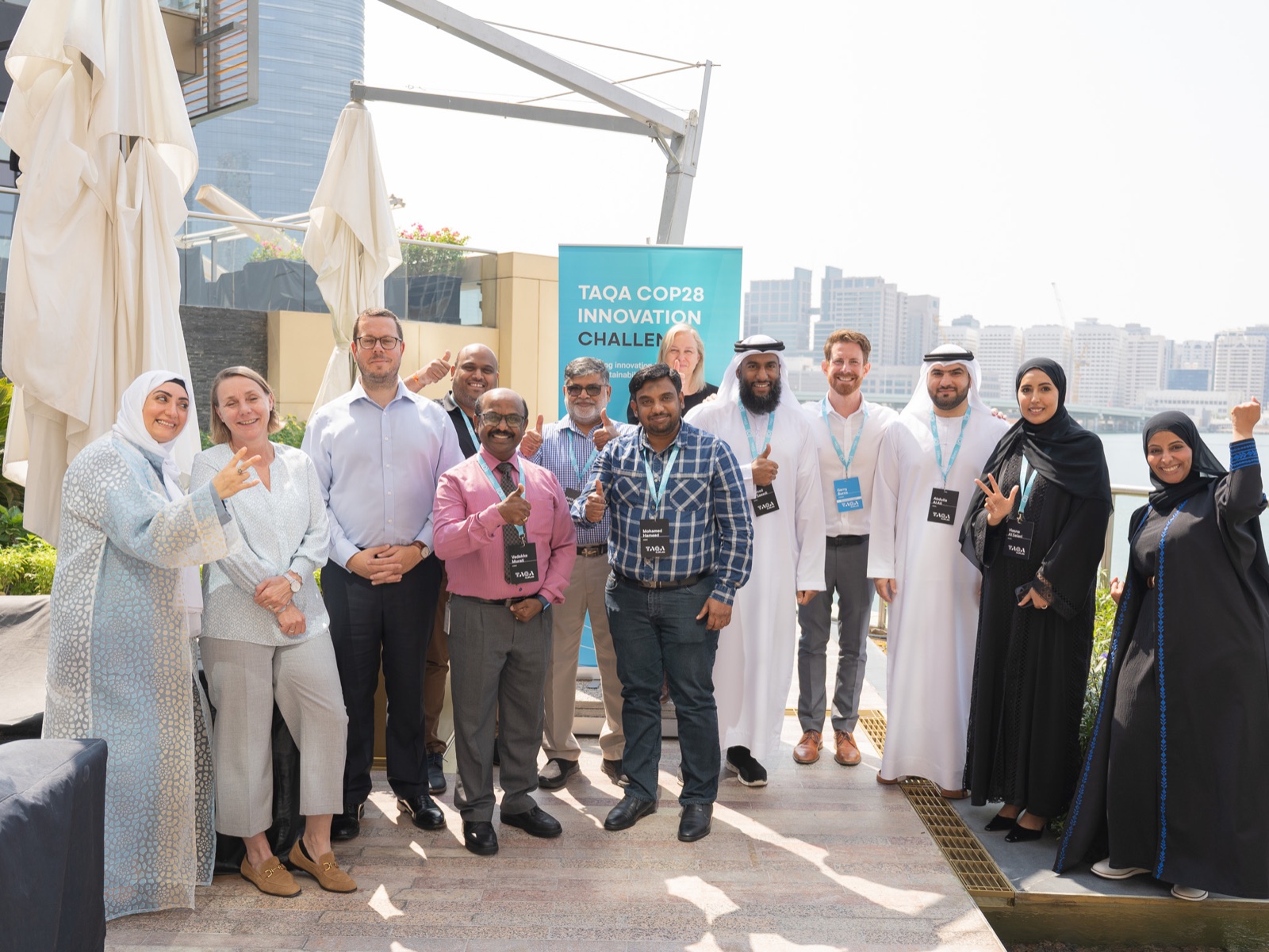 Cross-functional innovation challenge team gathered together after an alignment session