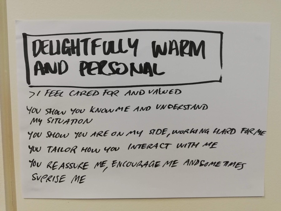 Hand-lettered Belong experience principle reading Delightfully warm and personal, I feel cared for and valued